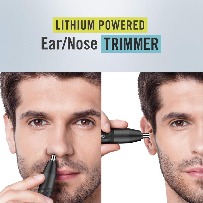 ConairMan Nose Hair Trimmer for Men, For Nose, Ear, and Eyebrows, Patent 360 Bevel Blade for No Pull, No Snag Trimming Experience, Cordless Lithium-Powered Trimmer with Drawstring Bag - Image 2